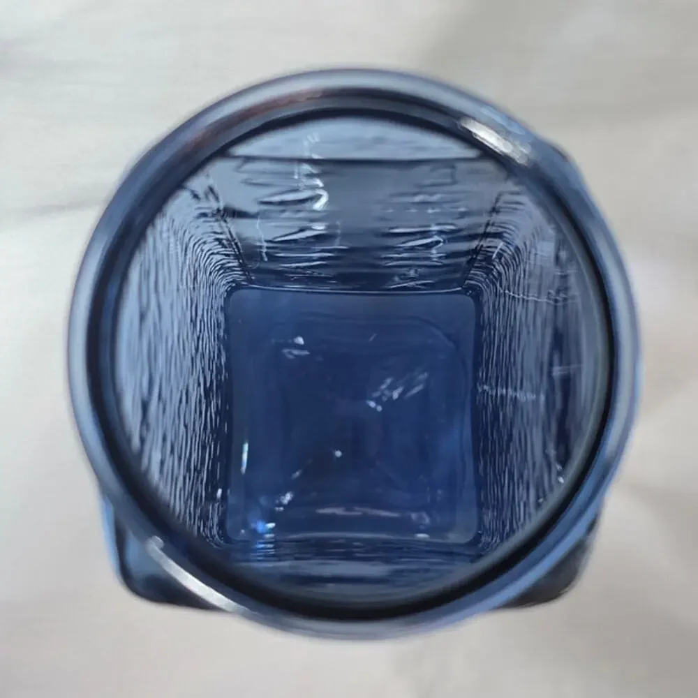 Vintage 1990 Luxor Hotel Casino Las Vegas Blue Glass Hieroglyphics Souvenir Vase